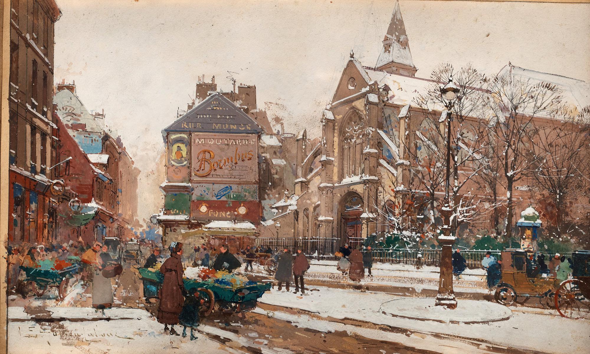 Eugène Galien-Laloue, "L'Eglise Saint-Médard rue Mouffetard".