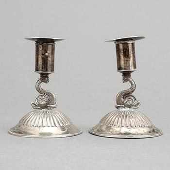LJUSSTAKAR, ett par, Johan Fredric Björnstedt, Stockholm 1816. Silver.