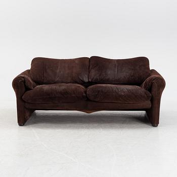 Vico Magistretti, a dark brown suede two-seated 'Maralunga' sofa, Cassina, Italy.