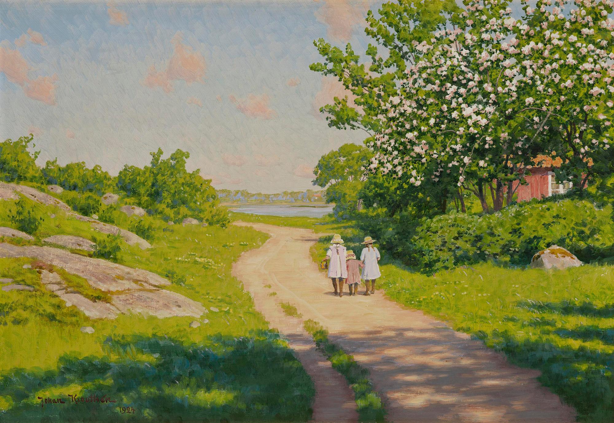 Johan Krouthén, Sommarlandskap med vandrande barn.