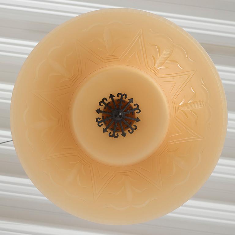 Edward Hald, & Erik Tidstrand, a ceiling lamp, Nordiska Kompaniet & Orrefors, executed ca 1926.