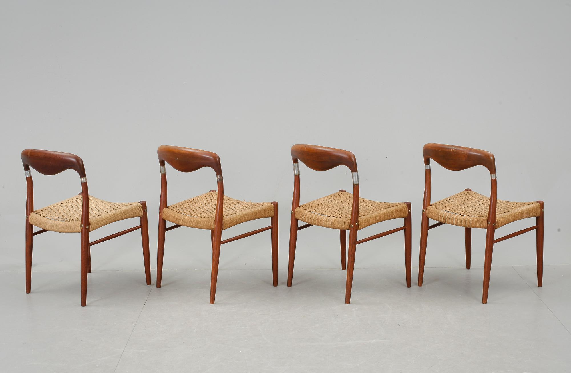 MATBORD samt STOLAR, 5 st, sannolikt Nils Ole Møller, Danmark, 1960-tal.