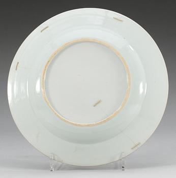 A polychrome plate, Qing dynastin. Qianlong (1736-95). After Meissen.