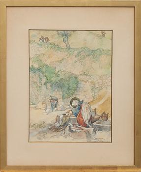 OLLE HJORTZBERG, akvarell, sign. och daterad 1900.