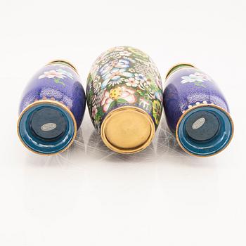 A set of three Chinese enameled vases 20th century.