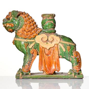 A large glazed candle/joss stick holder, late Ming dynasty (1368-1644).