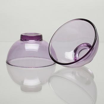 DESSERTSKÅLAR, 8 st, glas, Karhula-Iittala, 1900-talets mitt.