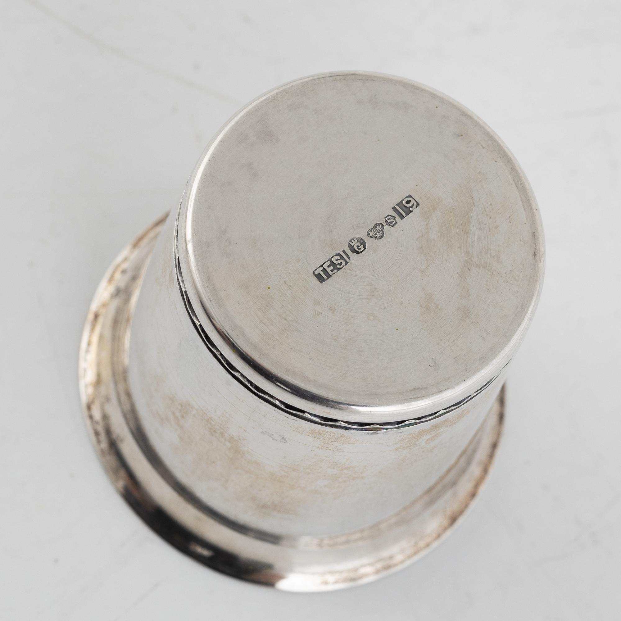 A set of twenty Swedish silver cups, including Tore Eldh, Ceson, Gothenburg 1981.