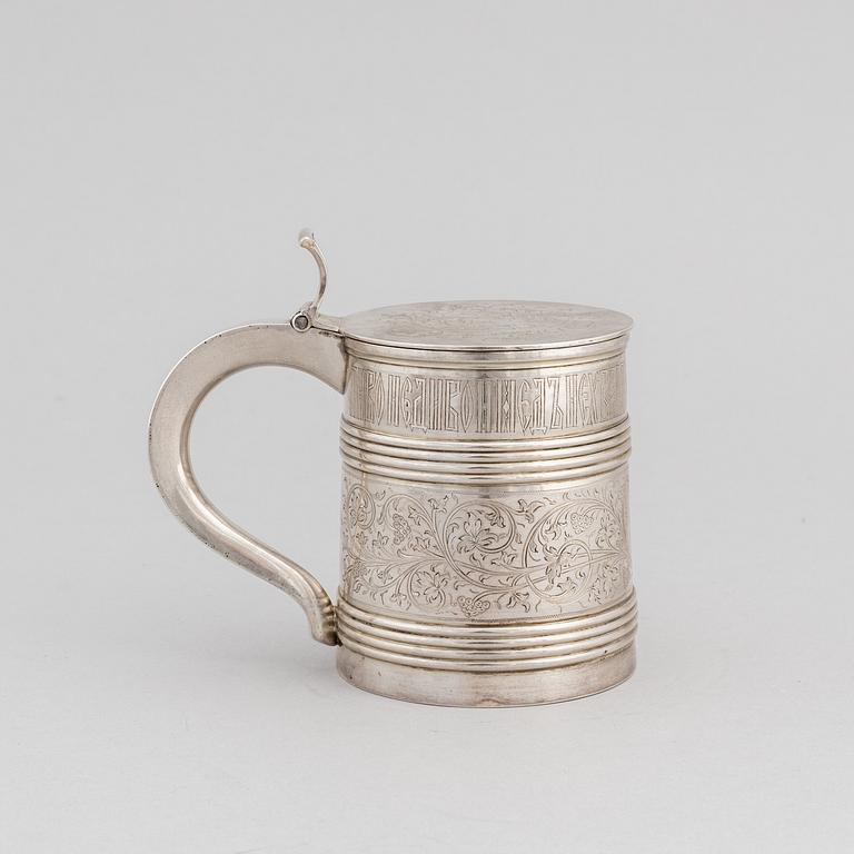 A Russian silver tankard, Moscow 1860.