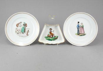 TALLRIKAR, 12 st, samt FAT, flintgods, Rörstrand, omkring sekelskiftet 1900.