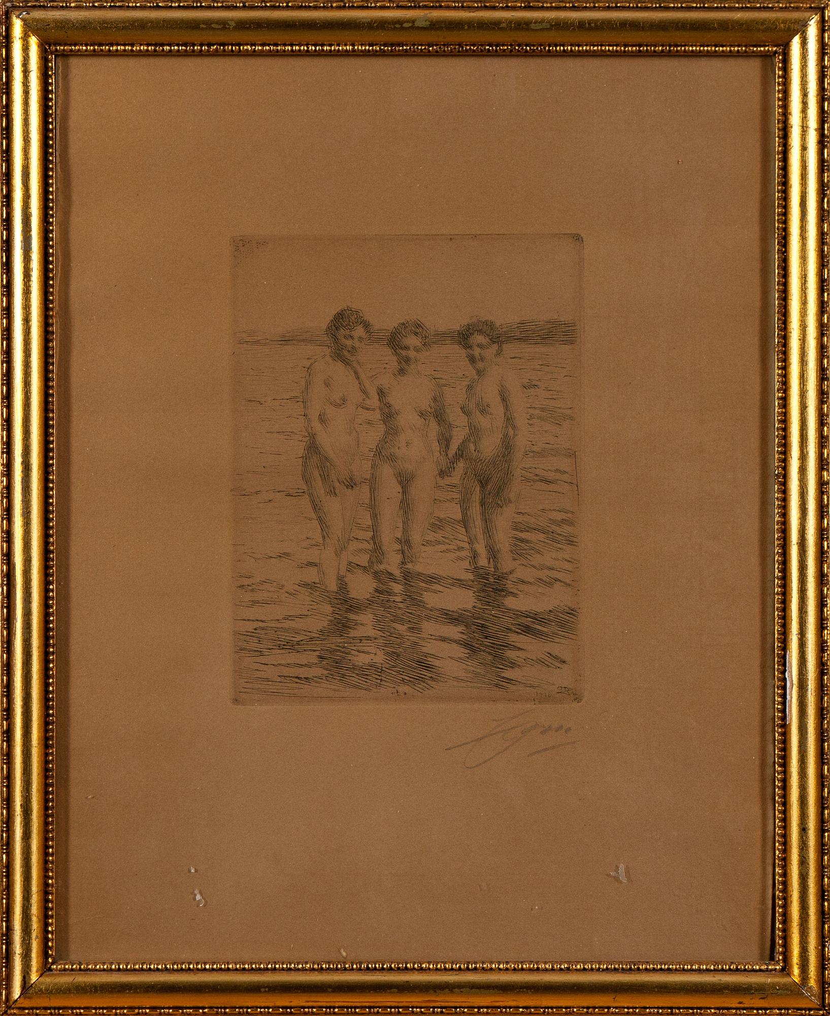 ANDERS ZORN, etsning, signerad och daterad i plåten 1910.