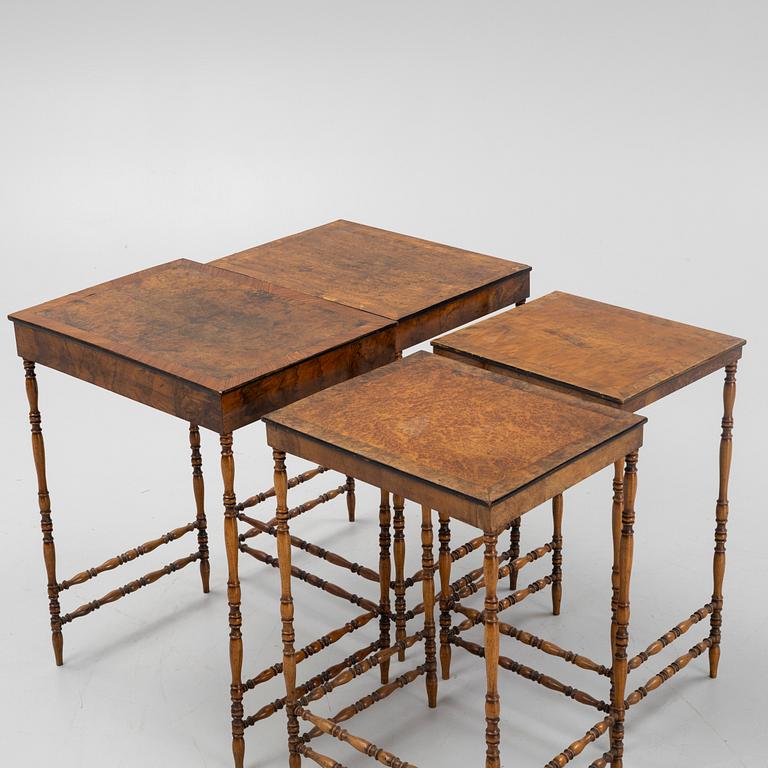 A 4-piece nesting table, first half of the 20th century.