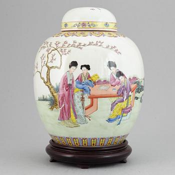 A famille rose jar with cover, China, Republic style, 20th Century.