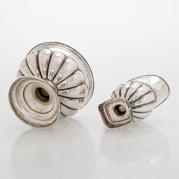 A silver cream jug by A.G. Illberg, Hamina, and a silver bonbonnière by Hj. Fagerroos, Helsingfors, 19th century.