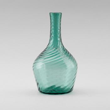 FLASKA/KARAFF, grönt glas, 1800-tal.