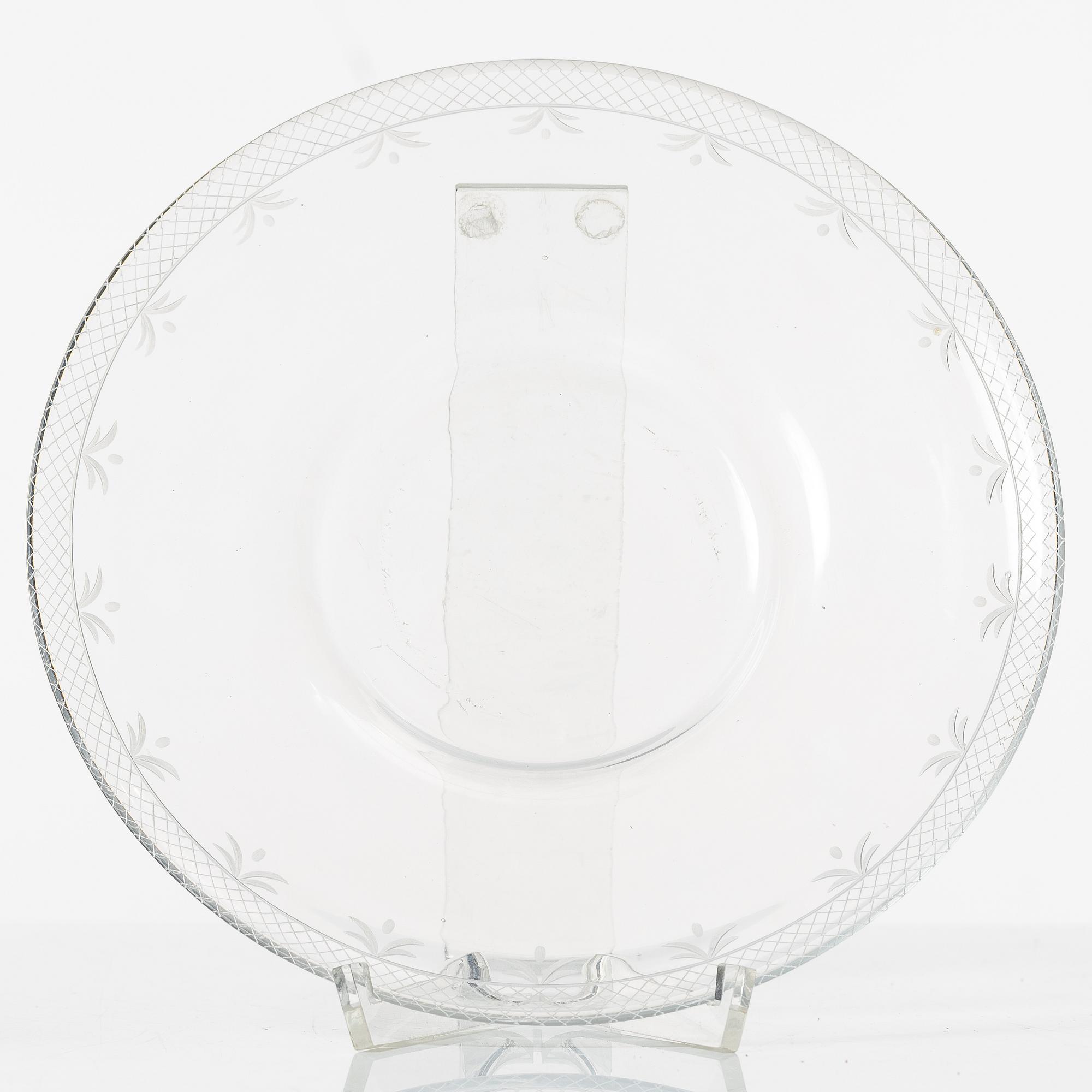 Edward Hald, skål med fat, "Fyrverkeriskålen", Orrefors, 1925.