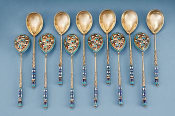 459. TWELVE ENAMELLED RUSSIAN SPOONS.