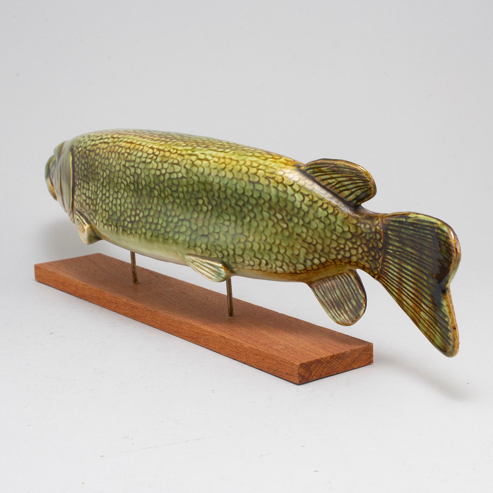 SVEN WEJSFELT, figurin/skulptur, gädda, stengods, Gustavsberg.