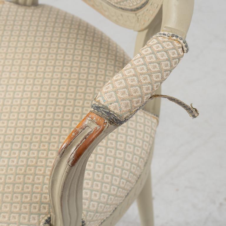 A Gustavian armchair, Sweden, end of the 18th century.