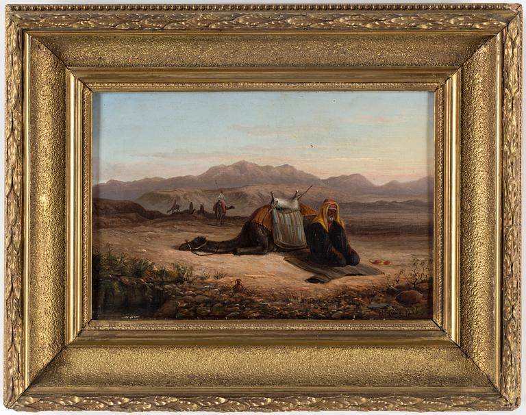 UNKNOWN ARTIST, oil on canvas, signed H M Hunt and dated 1886.