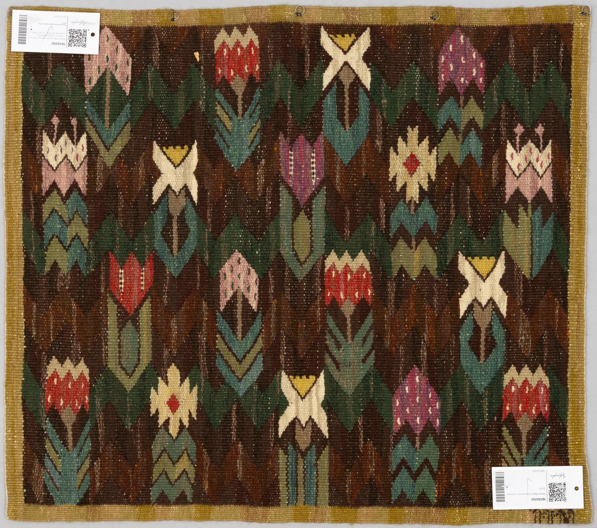 Märta Måås-Fjetterström, vävnad, "Täppan", gobelängteknik, signerad AB MMF, ca. 61 x 69,5 cm.