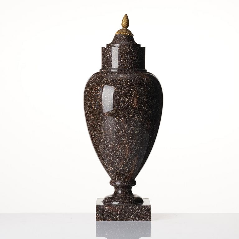 A Swedish early 19th century 'Blyberg' porphyry urn.