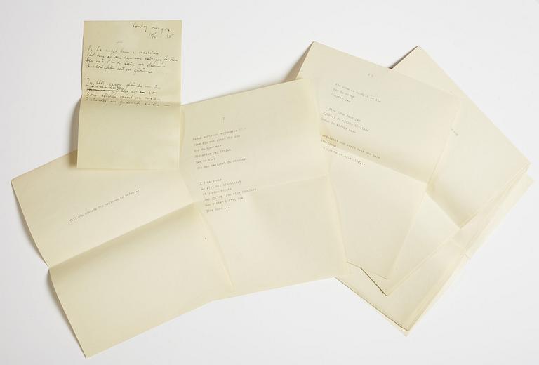 LETTERS (36) and POEMS from Ulla Bjerne-Biaudet to GAN (Gösta Adrian-Nilsson).