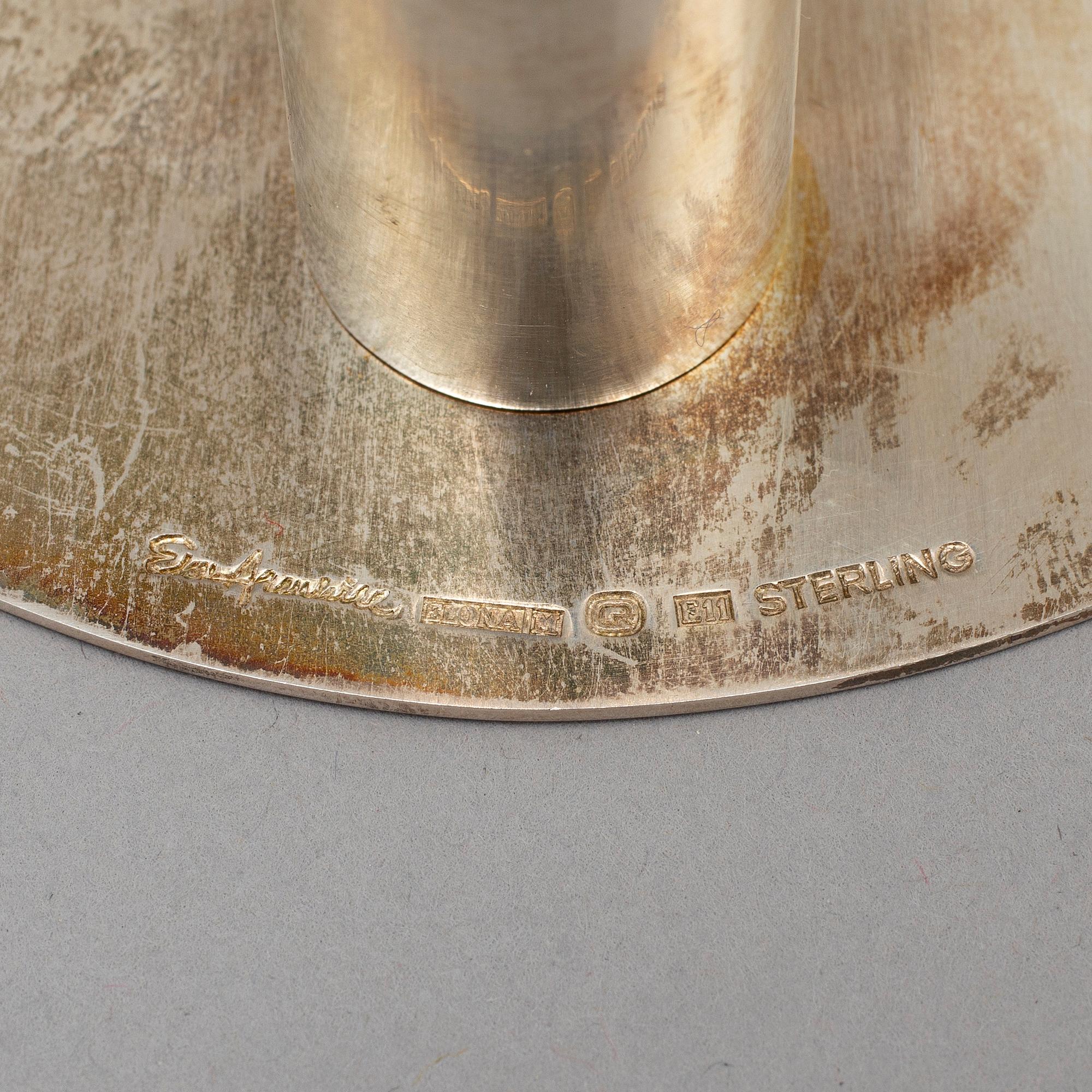 ELON ARENHILL, two silver candlesticks, Malmö 1991 & 2003.