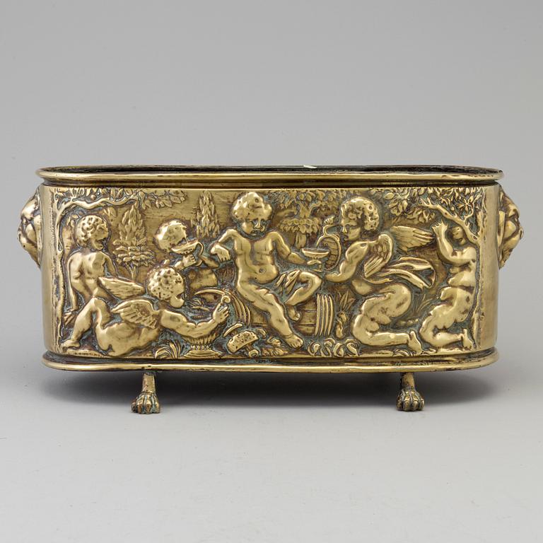 A 18th century brass jardiniere.