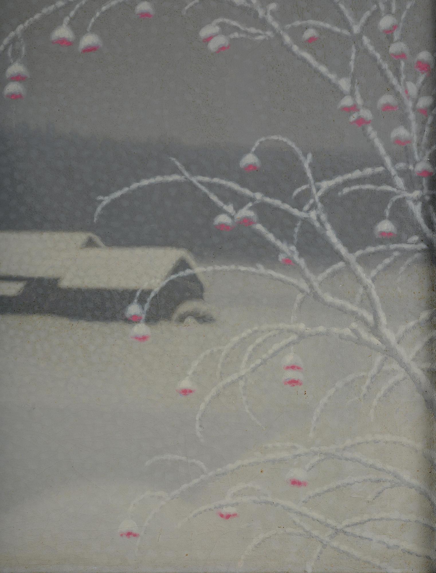 Bror Lindh, Rowan berries in a winter landscape.