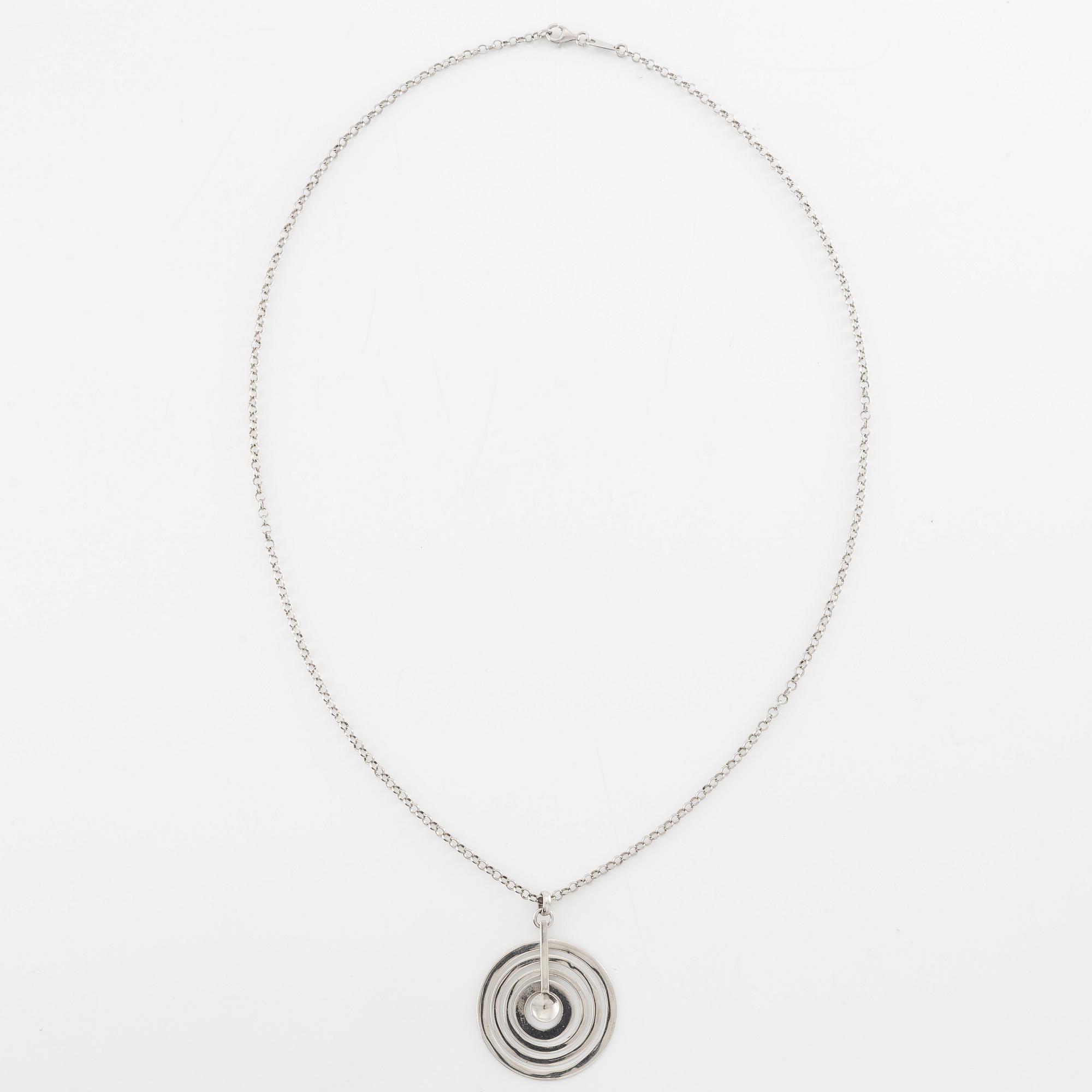 Tapio Wirkkala, pendant with chain "Silvermoon", sterling silver, for Kultakeskus.