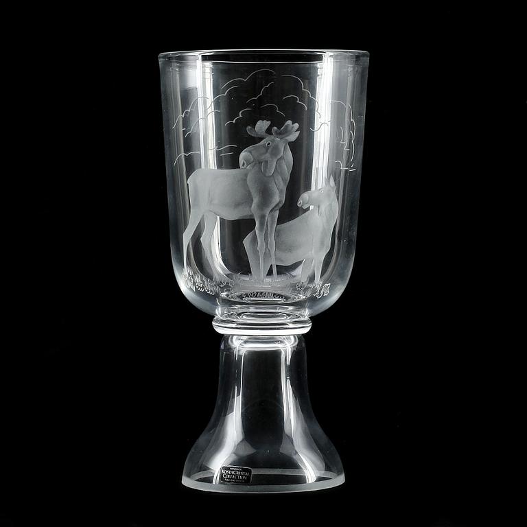 SKÅL PÅ FOT, glas, Harald Wiberg, Kosta, signerad 1980, numrerad 5/100.