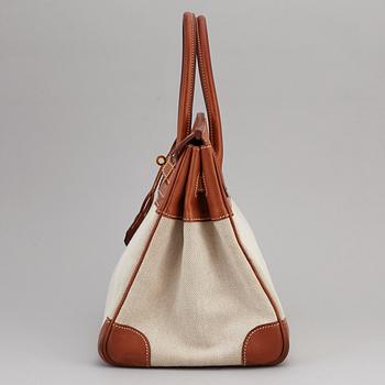 HERMÈS, a 'Birkin 35' leather and canvas bag from 2001.