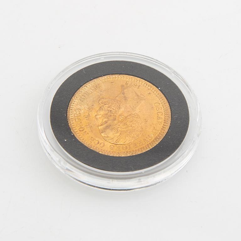 Guldmynt Sverige, Oscar II 20 kr, 1878 på 1877.