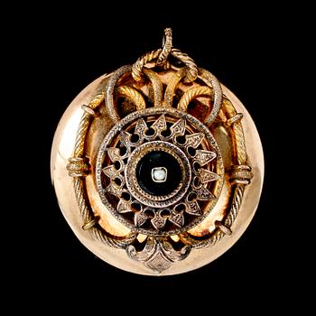 BROSCH, 14 k guld, sannolikt England, sent 1800-tal. Vikt ca 12 gram.