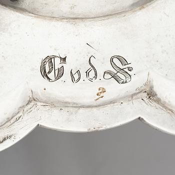 Jürgen Friedrich Sickman, fat, ett par, silver, Stockholm 1757. Rokoko.