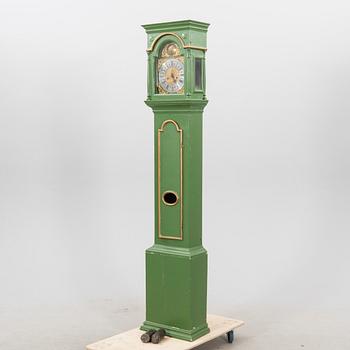 A painted grandfather clock numbered 90  by L Ruuth  first half of the 18th century.