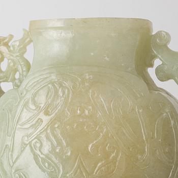 A Chinese nefrit tea pot with cover, late 20th Century.