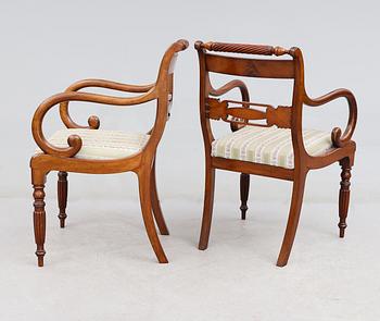 KARMSTOLAR, 1 par, senempire, 1800-talets mitt.