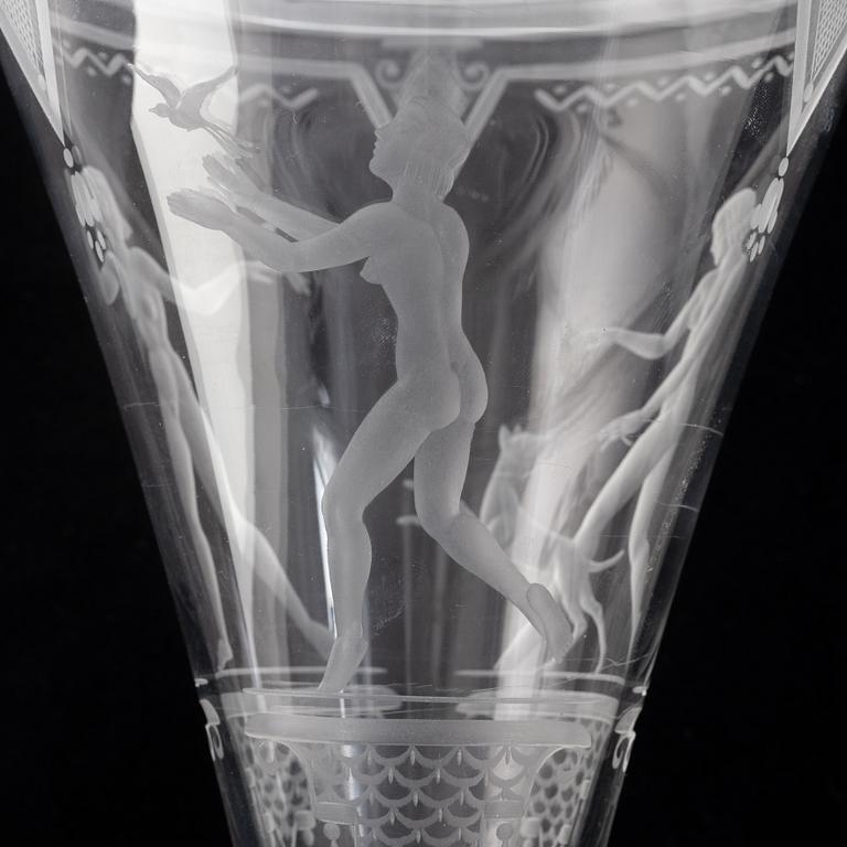 Edvin Ollers, a glass cup, Elme glasbruk, Sweden, 1932.