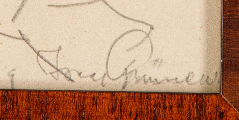 Isaac Grünewald, pencil drawing, signed.