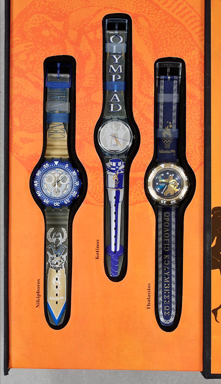 SWATCH, Olympic Special, Honour and Glory, set with 9 pcs of wristwatches.