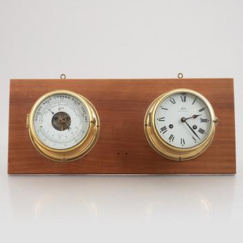 A barometer and ship's clock, Shatz, second half of the 20th century.