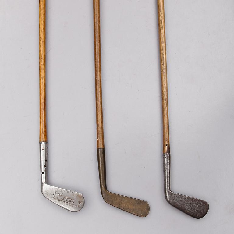 GOLFKLUBBOR, 3 st, tidigt 1900-tal.