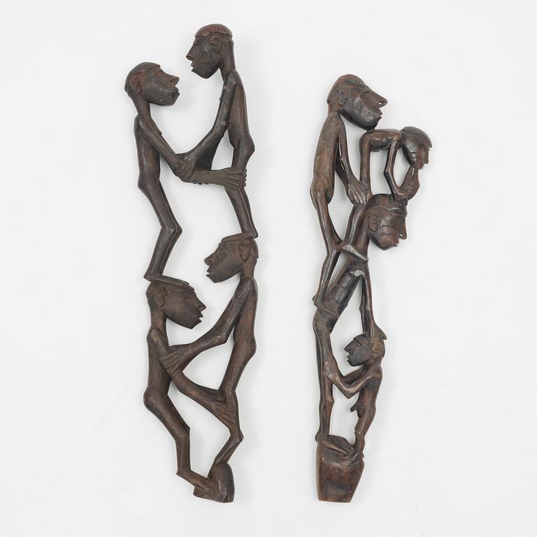 Two wooden Asmat Carvings, Indonesia, Jakarta, 20th Century.