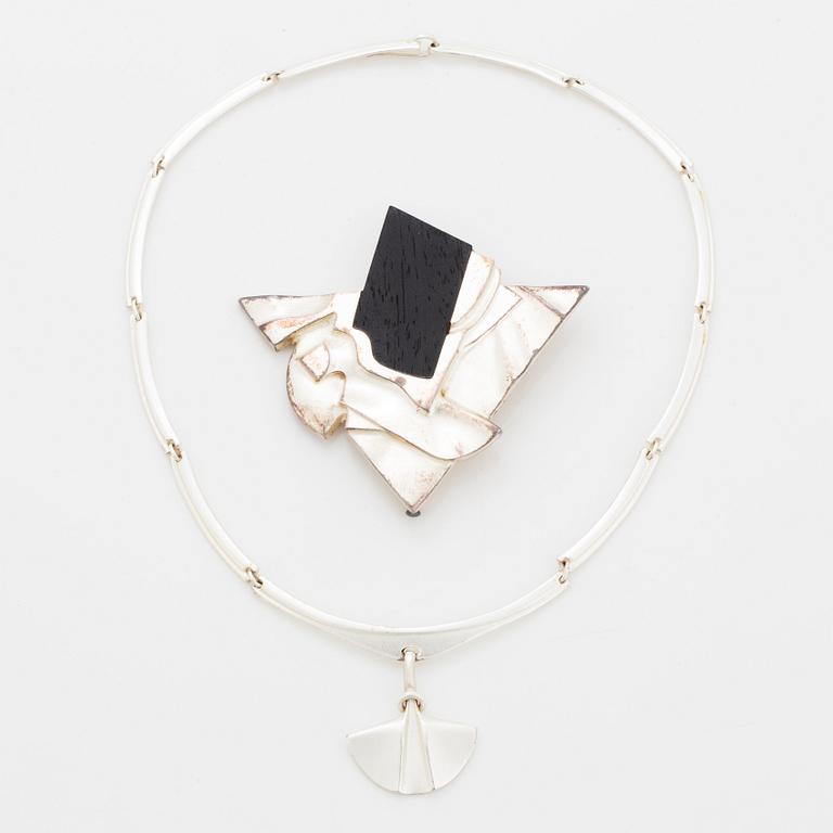 Zoltan Popovits, Lapponia necklace and brooch, silver 1988.