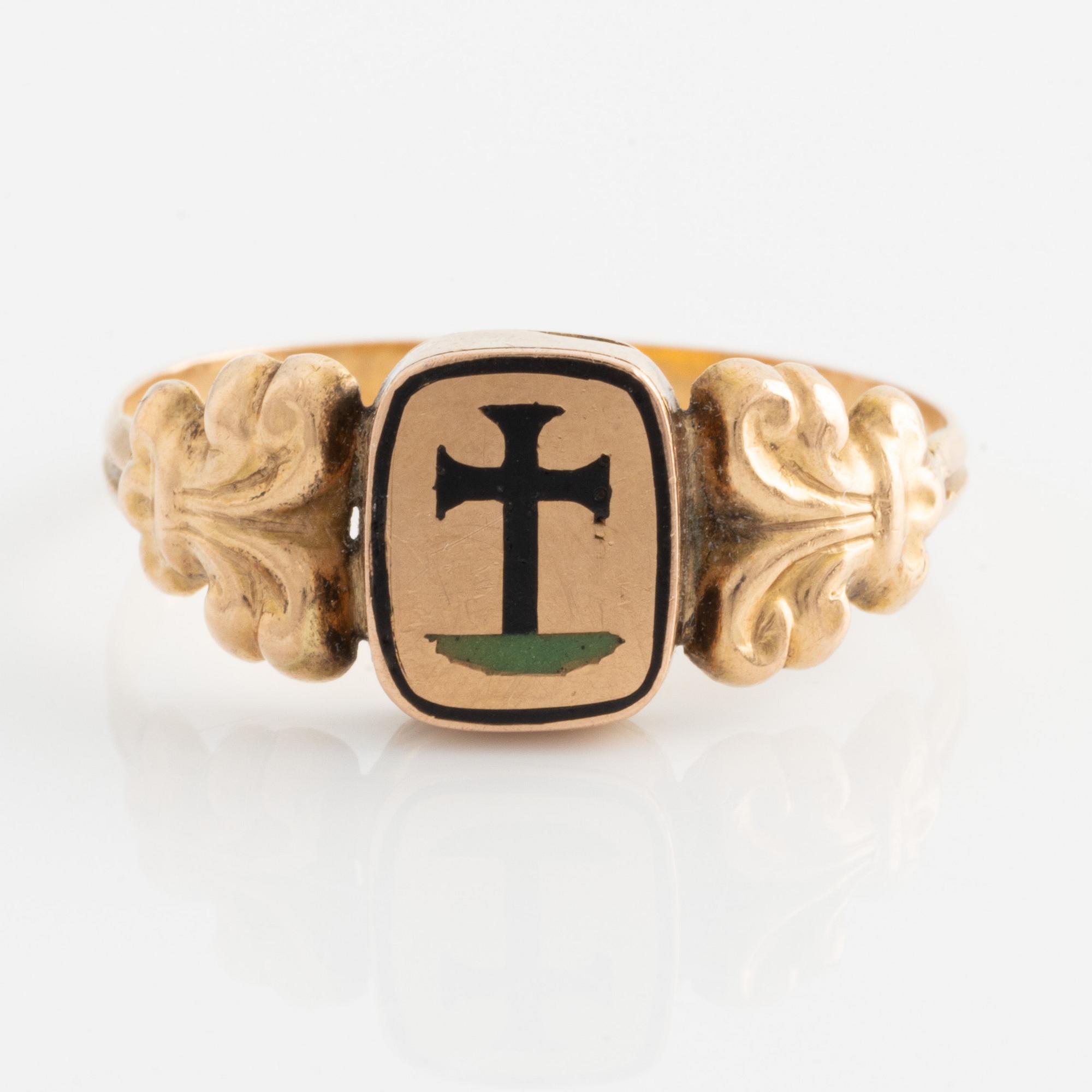 Ring,  guld med gömma, 1841.