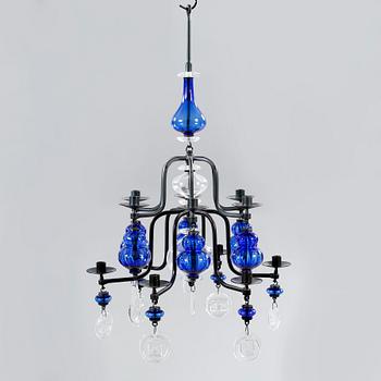 A chandelier by Erik Höglund for Boda, second half of the 20th century, hight 90 cm.