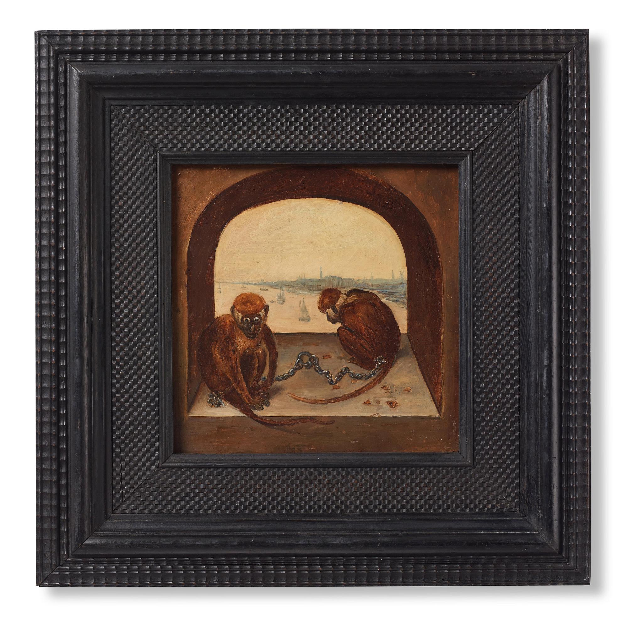 Pieter Brueghel dä Hans efterföljd, Apor i en fönsternisch.
