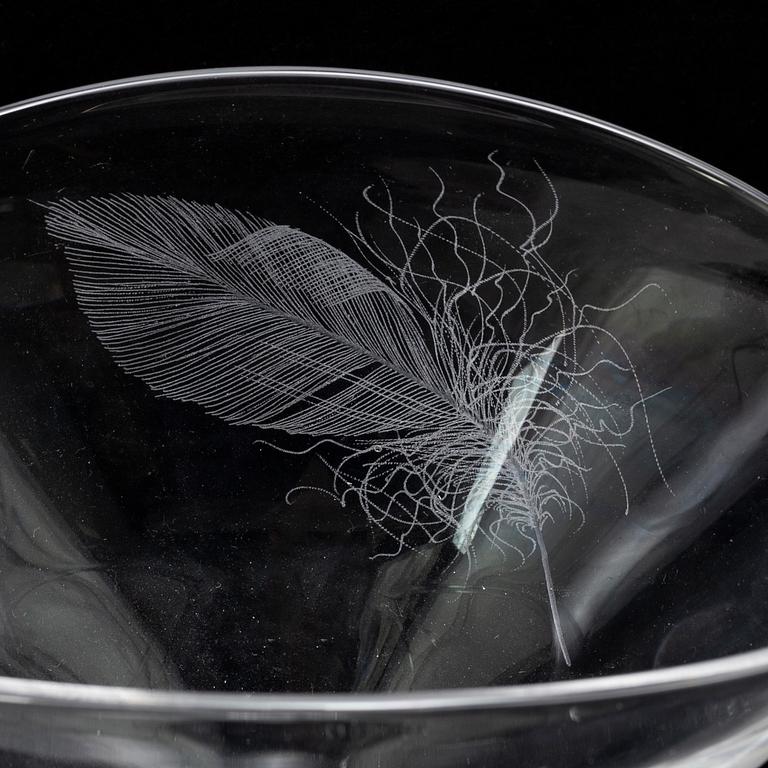 Three glass vases, from Orrefors and Kosta, first half of the 20th century.
